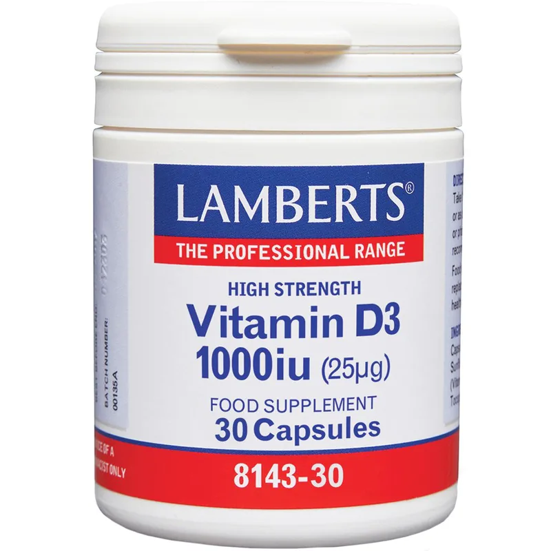 Lamberts Vitamin D3 1000iu Συμπλήρωμα Διατροφής με Βιταμίνη D3 για την Καλή Λειτουργία των Οστών & Ανοσοποιητικού 30caps