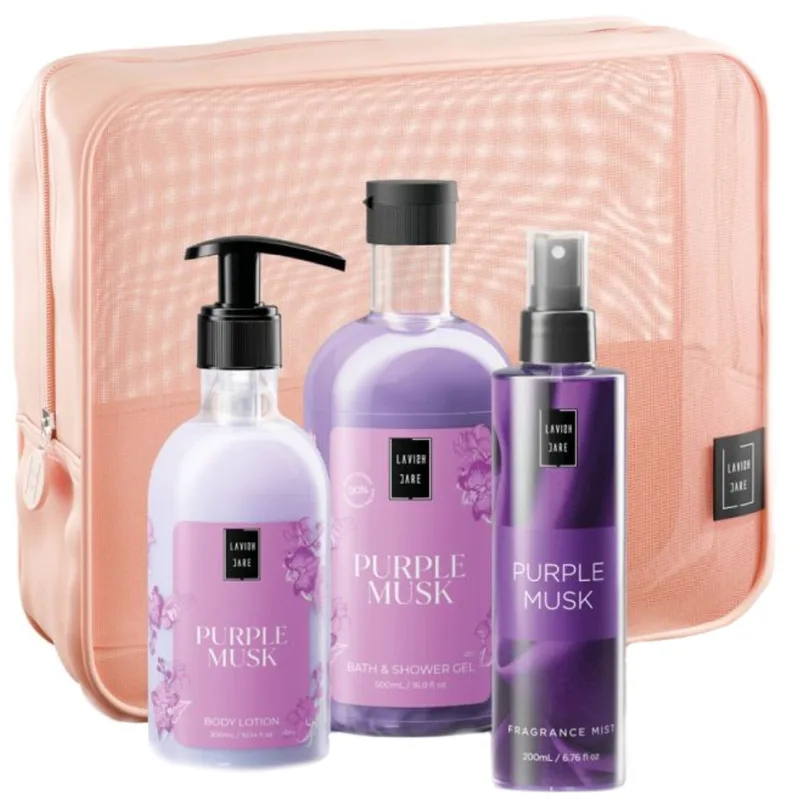 Lavish Care Promo Purple Musk Bath & Shower Gel 500ml & Body Lotion 300ml & Fragrance Mist 200ml & Νεσεσέρ 1 Τεμάχιο