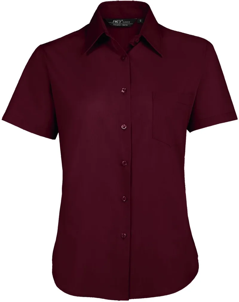 Γυναικείο κοντομάνικο πουκάμισο Escape SOLS 16070 Medium Burgundy