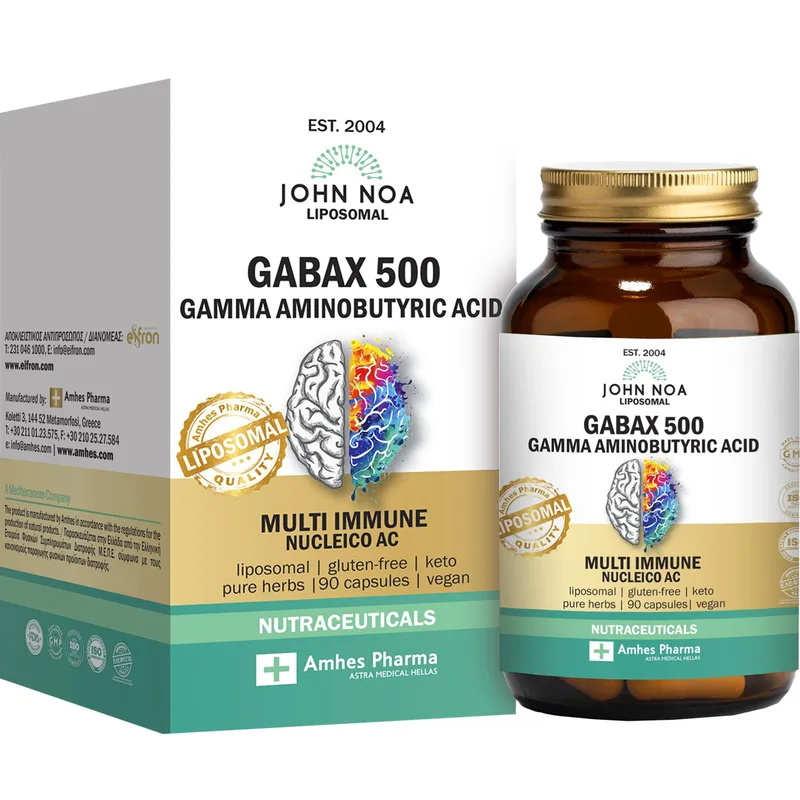 John Noa Liposomal Gabax 500mg Συμπλήρωμα Διατροφής Γ-Αμινοβουτυρικού Οξέος Λιποσωμικής Μορφής για την Καλή Λειτουργία του Εγκεφάλου & την Υποστήριξη του Νευρικού Συστήματος 90caps