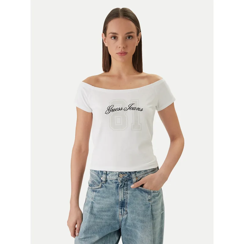 Guess Jeans T-Shirt W6GI07 J1314 Λευκό Regular Fit