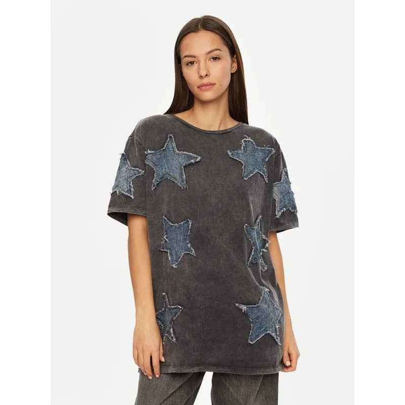 One Teaspoon T-Shirt Denim Star 26858 Γκρι Relaxed Fit