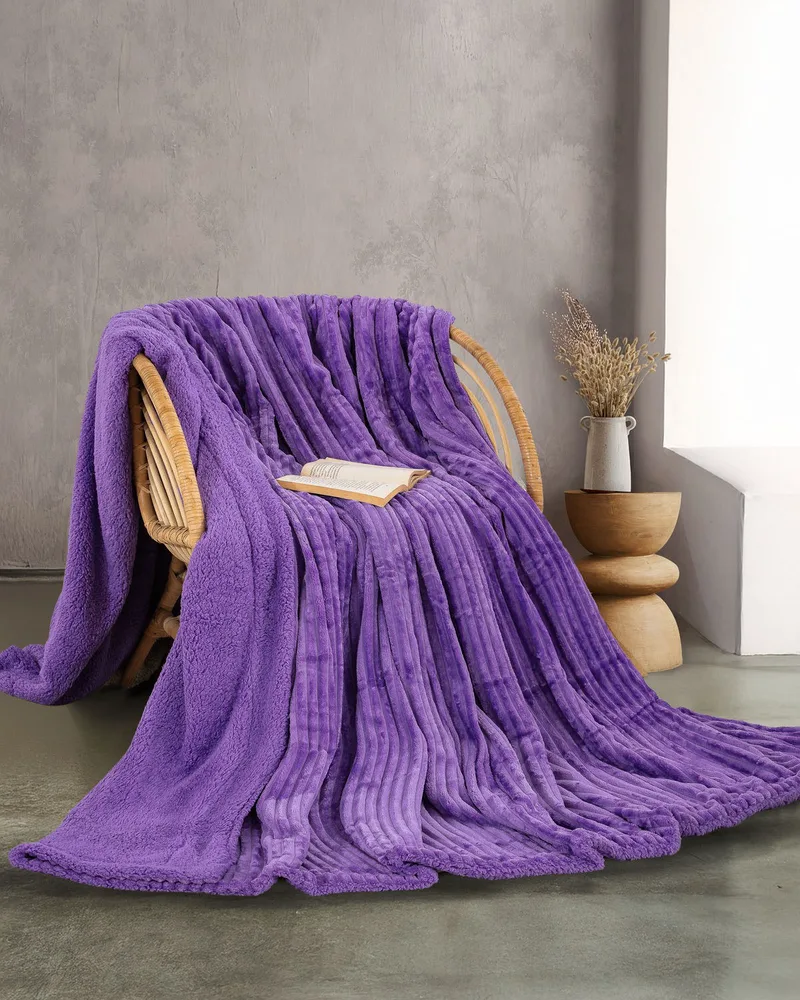 Κουβέρτα Γούνινη με Sherpa Υπέρδιπλη Rythmos Jollein Μοβ 220x240