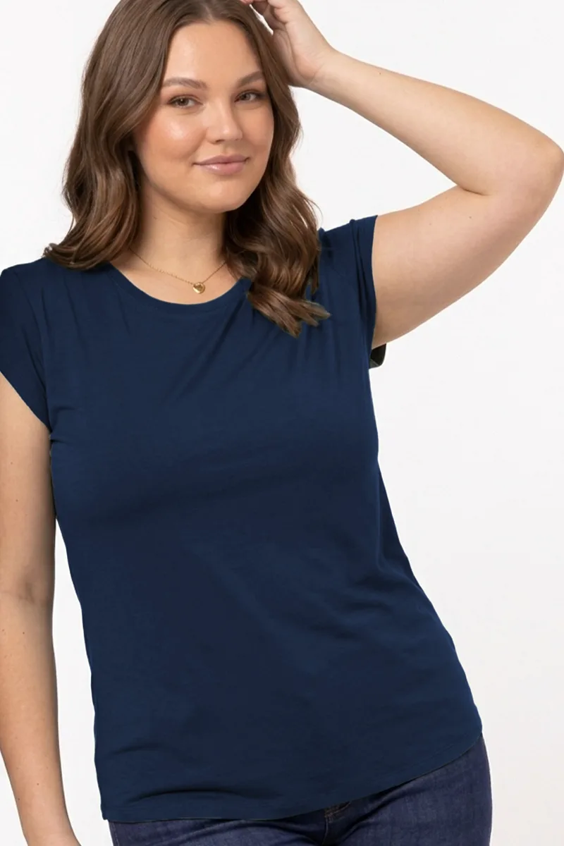 T-shirt με ζαπονέ μανίκι σε μπλε σκούρο χρώμα