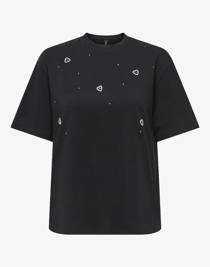 ONLY ONLVITA S/S TEE BOX JRS 15343769-BlackMixstoneheartchest Black