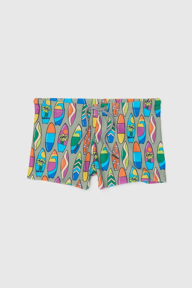 OVS παιδικό μαγιό trunk για αγόρια με surf print - 002272945 Πράσινο Σκούρο