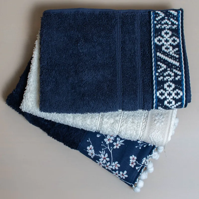 Πετσέτες Χεριών (Σετ 3τμχ) White Fabric Jowls Multi 600gsm