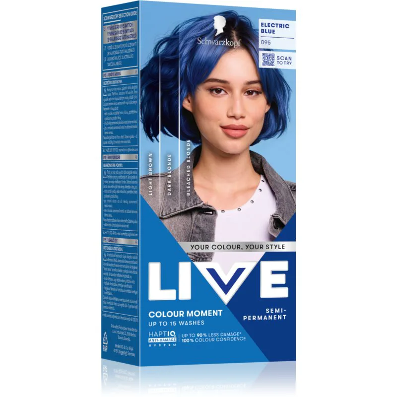 Schwarzkopf LIVE Ultra Brights or Pastel προσωρινή βαφή μαλλιών απόχρωση 095 Electric Blue 1 τμχ