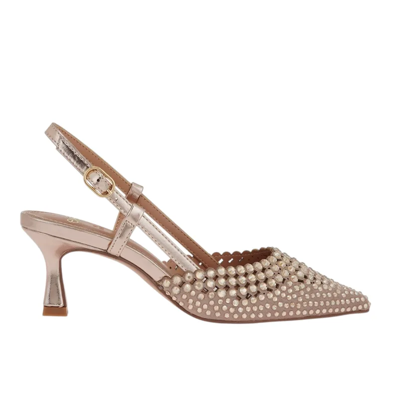 Γυναικείες Γόβες Slingback Exe Alisa-410 Πλατίνα Στρας W47000414Z36