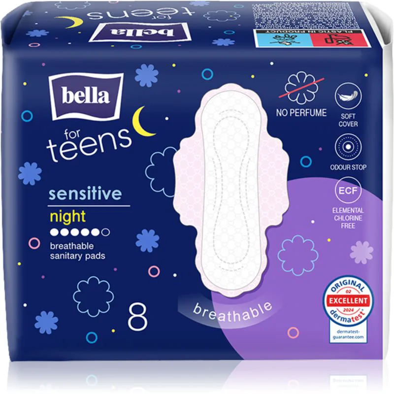 BELLA For Teens Sensitive Night σερβιέτες νύχτας 8 τμχ
