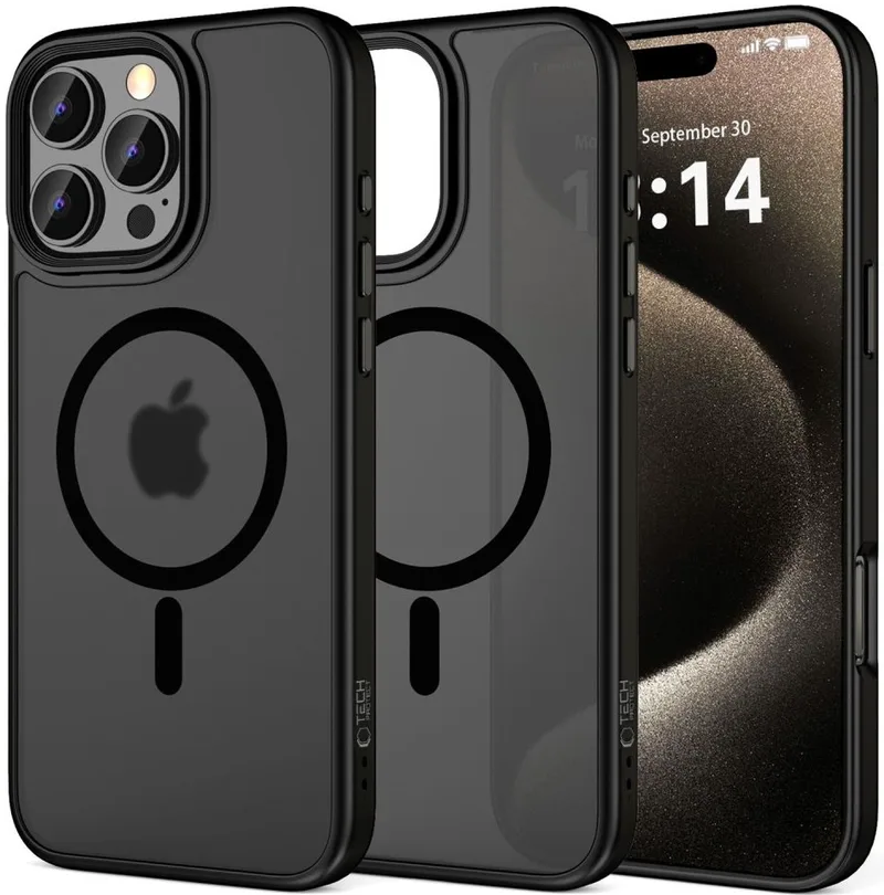Σκληρή Ημιδιάφανη Θήκη MagSafe - Apple iPhone 16 Pro - Tech-Protect MagMat - Matte Black (5906302311101)