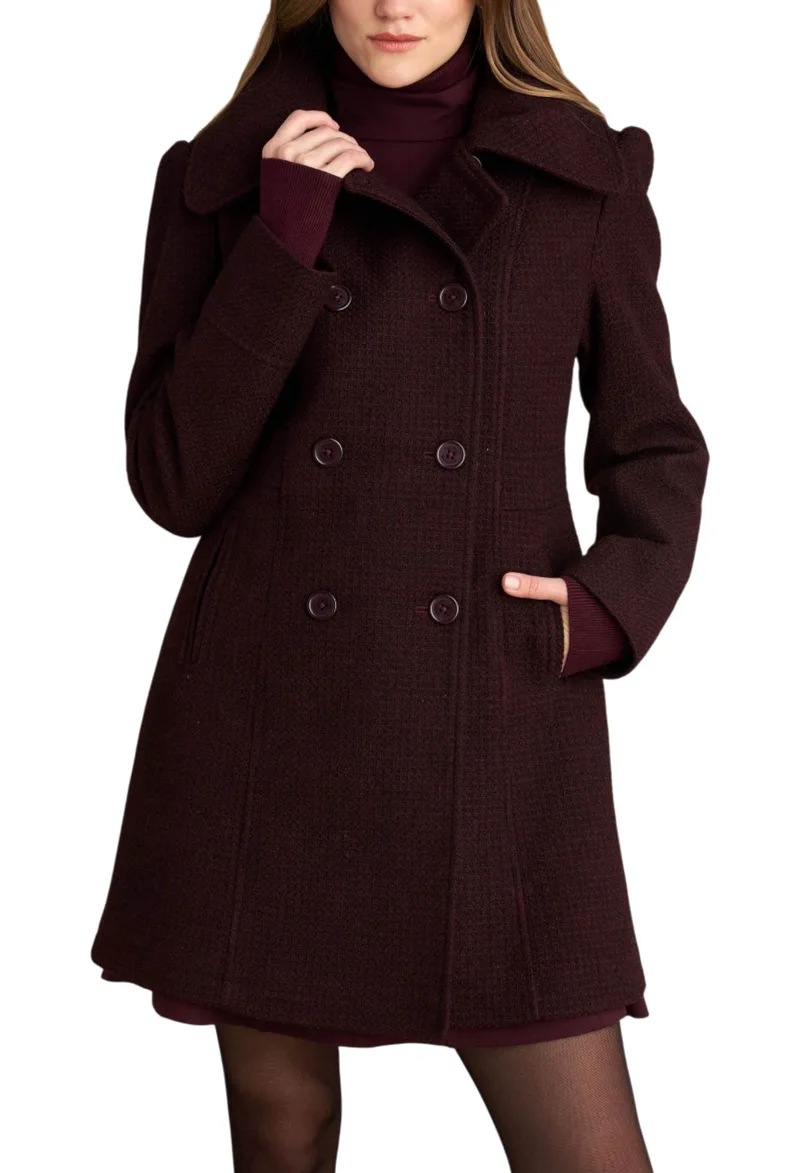 Παλτό Attrattivo Μίντι Μεσάτο Με Κουμπιά 9921830-OXBLOOD Γυναικείο