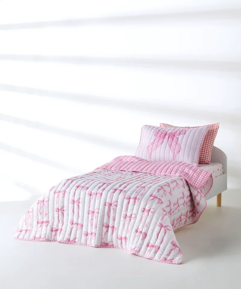 Σετ Παιδικό Κουβερλί Μονό 2 Τεμαχίων Kentia Sassy White-Pink 160x220