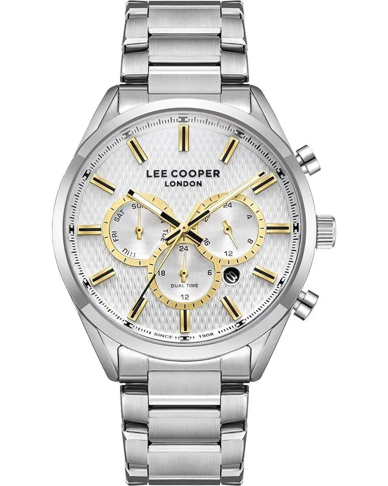 LEE COOPER Dual Time Men's - LC08153.330, Silver case with Metal Bracelet