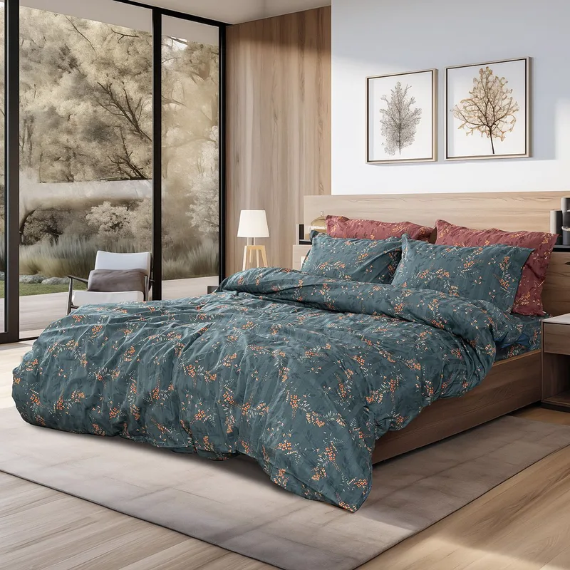 Beauty Home Σετ κουβερλί υπέρδιπλο Art 12217 Gemini 100% Βαμβακοσατέν 300tc 220x240 Κυπαρισσί