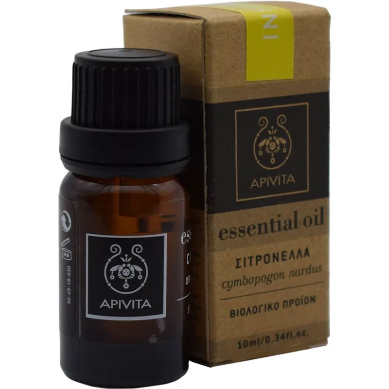 Apivita Citronella Essential Oil Πολυχρηστικό Αιθέριο Έλαιο Αρωματοθεραπείας από Σιτρονέλλα με Εντομοαπωθητική Δράση 10ml