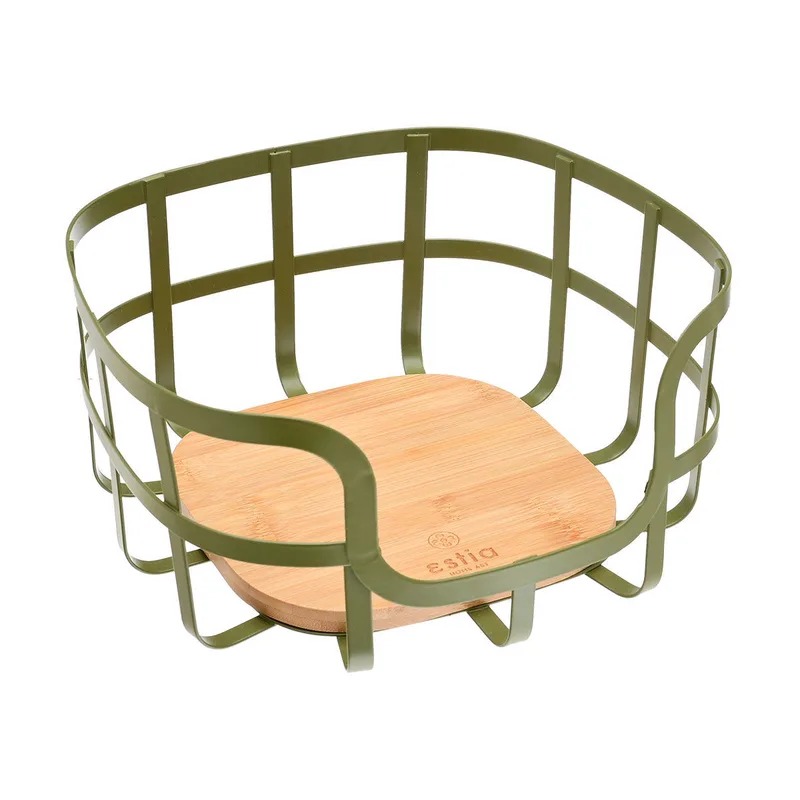 Φρουτιέρα Essentials Λαδί Μέταλλο/Bamboo Estia 01-14162
