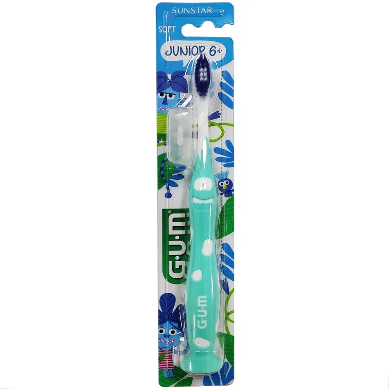 Gum Junior 6+ Soft Toothbrush Παιδική Μαλακή Οδοντόβουρτσα με Βάση Βεντούζα 1 Τεμάχιο - Σιελ