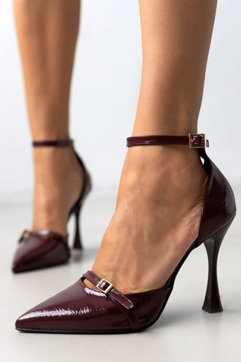 TFP Patent Ankle Strap Pumps - 960 - Burgundy