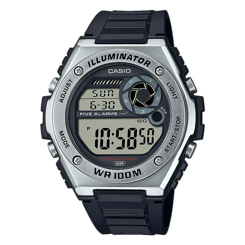 CASIO Collection Chronograph Black Rubber Strap MWD-100H-1AVEF