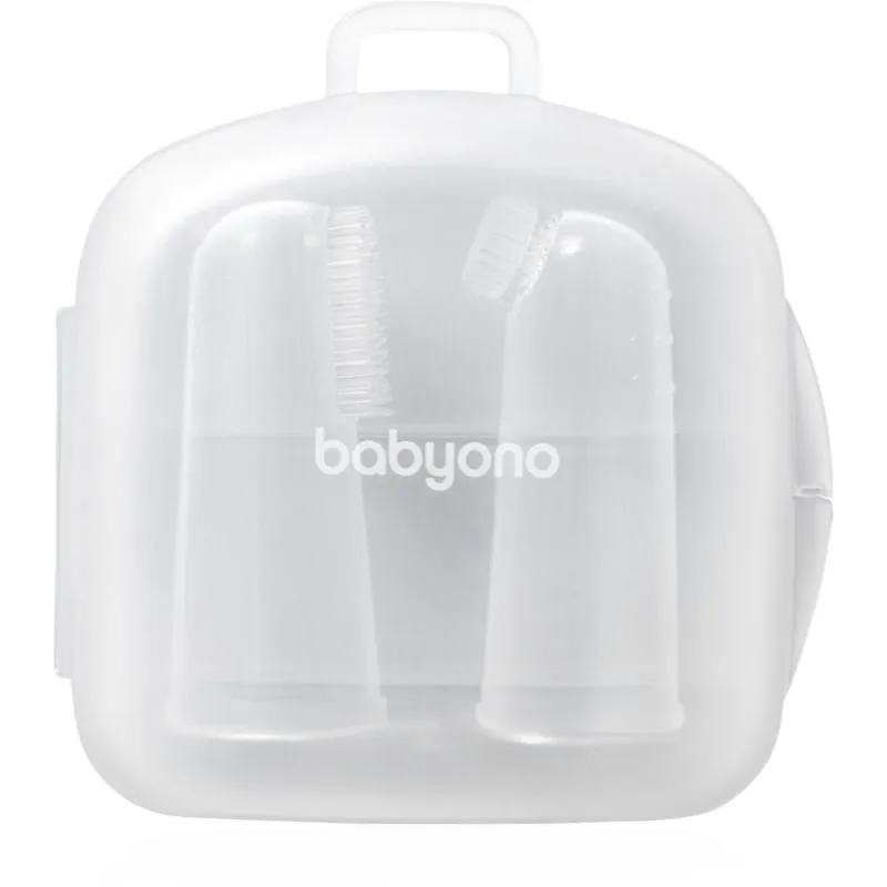 BabyOno Silicone Toothbrush Οδοντόβουρτσα σιλικόνης για παιδιά με θήκη 0m+ 2 τμχ
