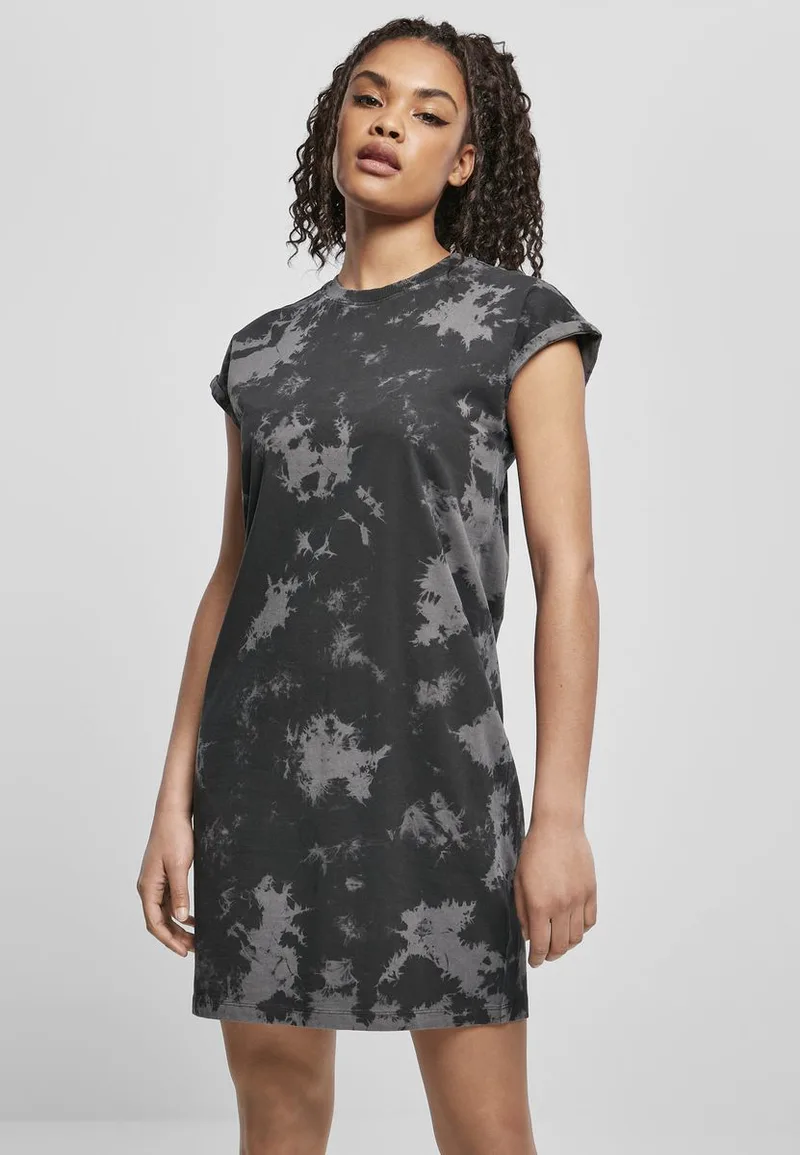Ladies Bleached Dress Urban Classics TB4352 Black/Grey