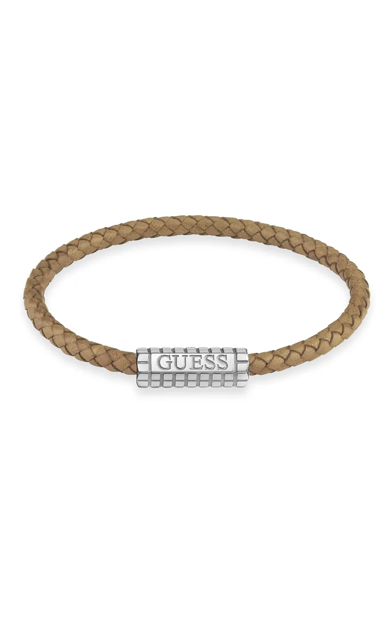 GUESS STEEL MARE MAGNUM JUMB05035JWSTTAL Βραχιόλι Καφέ Δερμάτινο Με Λογότυπο