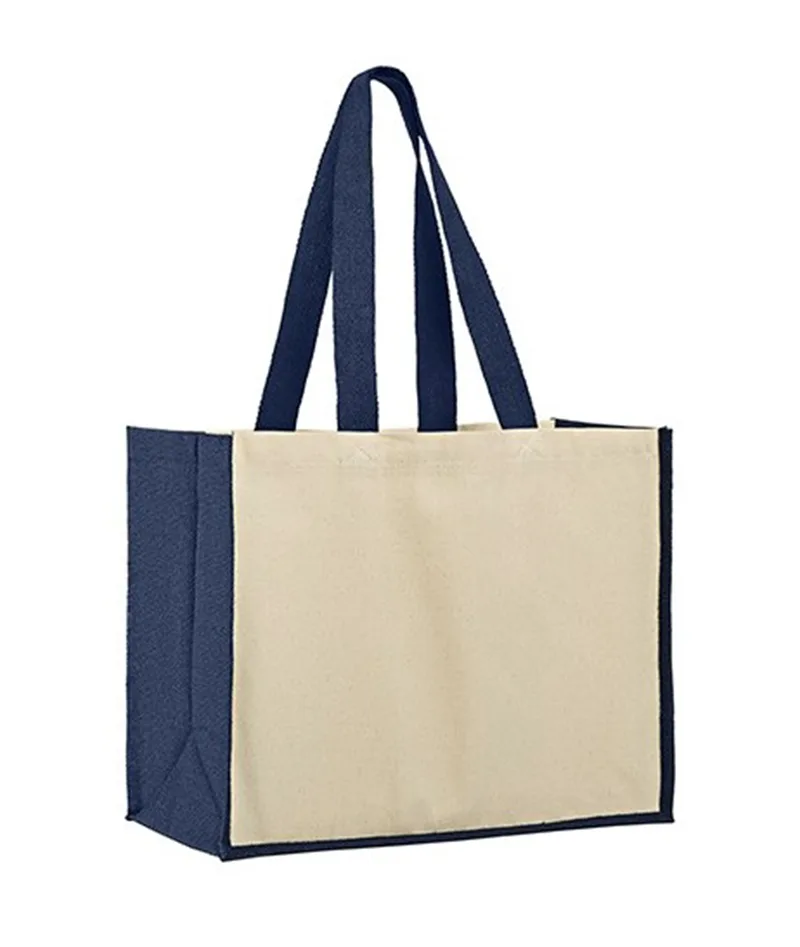 Τσάντα παραλίας από βαμβάκι και γιούτα U-bag Sunset Natural/Navy