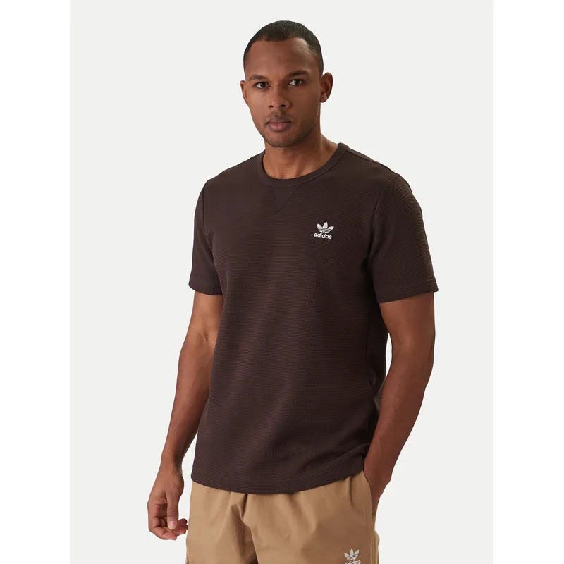 adidas T-Shirt Trefoil Essentials Waffle KE1136 Καφέ Regular Fit