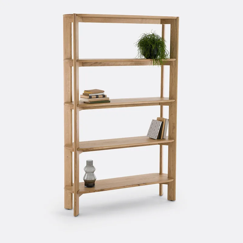 Ραφιέρα με 5 ράφια από μασίφ ξύλο δρυ Μ35xΠ123cm