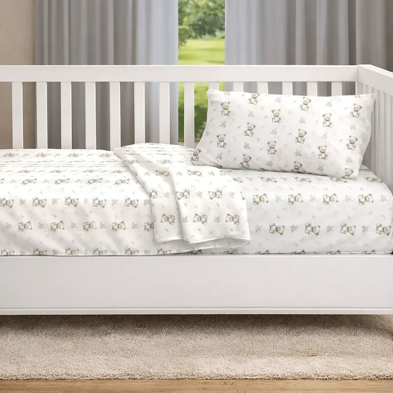 Σεντόνι Κούνιας Με Λάστιχο 70x140+15 Dimcol Newborn Bear 717 Grey