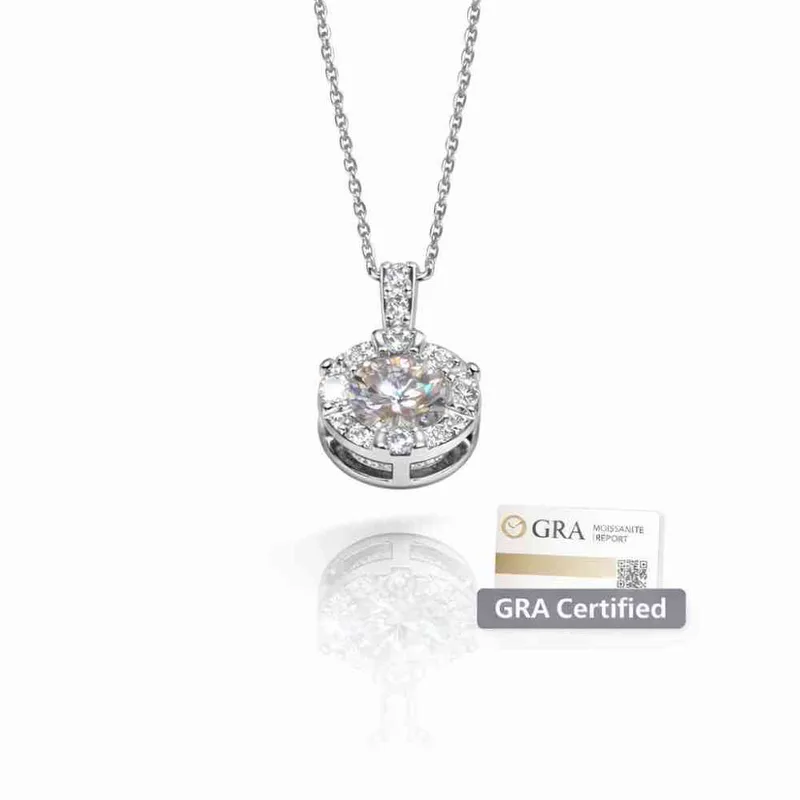 Ασημένιο Κολιέ 925 με Μοζαϊνίτη 1ct (6,5mm) Color D – GRA Certified