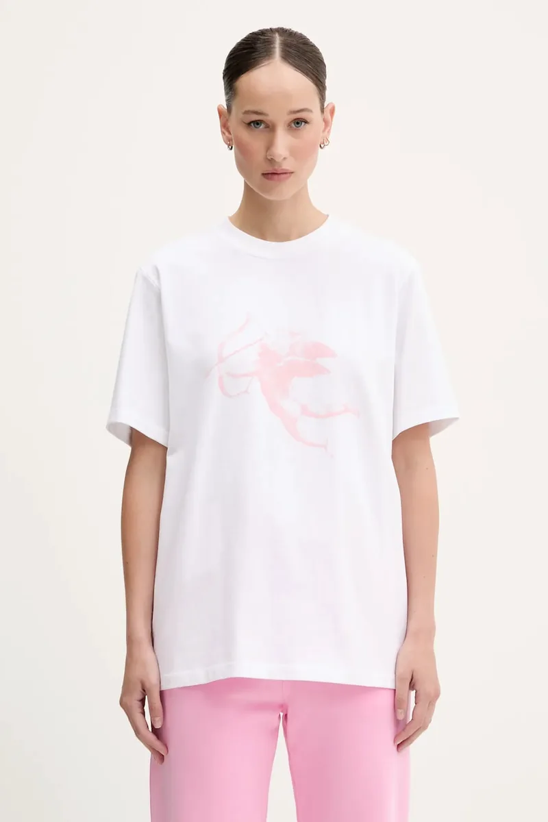 Βαμβακερό μπλουζάκι Fiorucci White Cupid Print Regular Fit T-Shirt