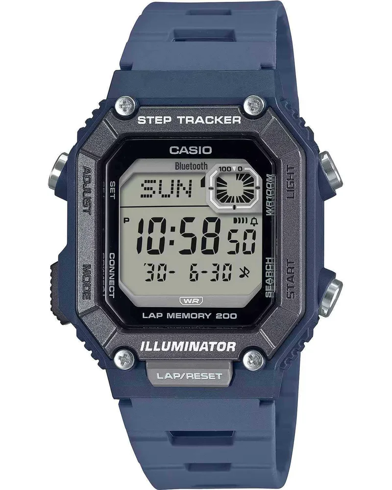 CASIO Collection Dual Time Bluetooth Chronograph - WS-B1000-2AVEF Blue case with Blue Rubber Strap