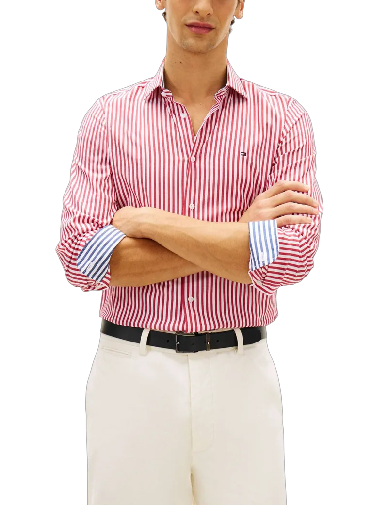 Ανδρικό Ριγέ Πουκάμισο Κόκκινο Tommy Hilfiger MW0MW42928-XLD
