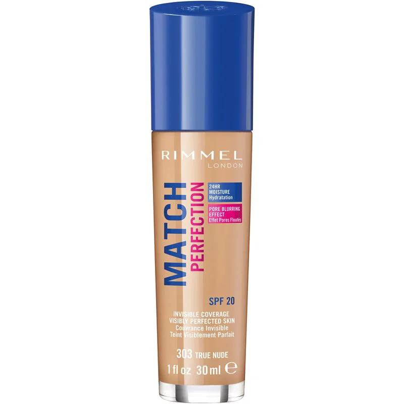 Rimmel Match Perfection υγρό μεικ απ SPF 20 απόχρωση 303 True Nude 30 ml