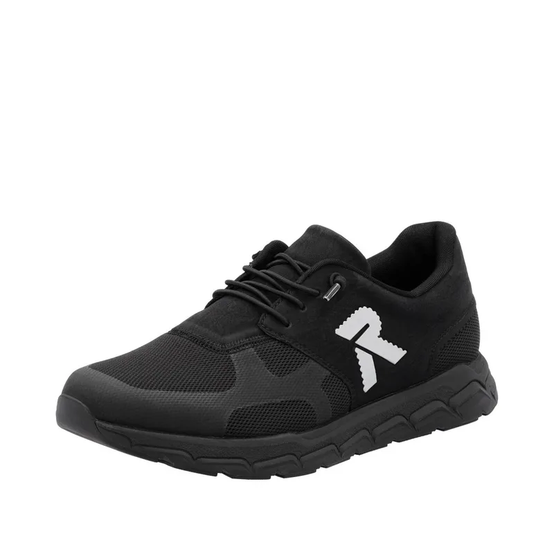 Rieker 09100-00 Ανατομικό Δερμάτινο Sneaker Μαύρο