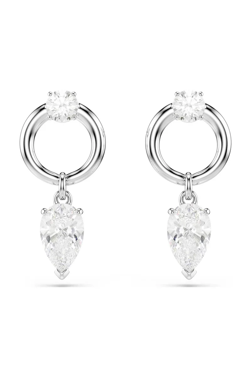 Swarovski γυναικεία σκουλαρίκια-σταγόνα μίξη κοπών, λευκά, επιμετάλλωση ροδίου "Mesmera" - 5723177