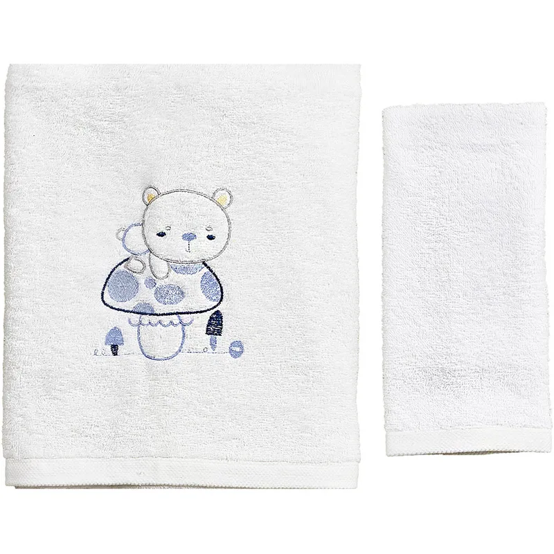 Παιδικές Πετσέτες Σετ 2τμχ Κόσμος Μωρού Bear Blue