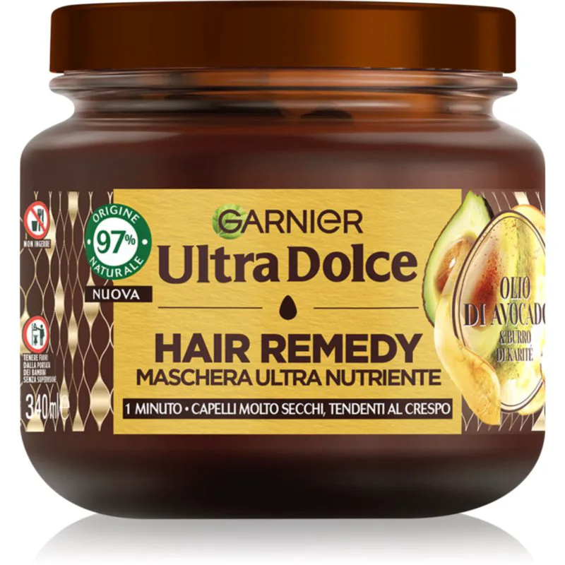Garnier Ultra Doux Avocado Oil and Shea Butter θρεπτική μάσκα για ξηρά μαλλιά 340 ml