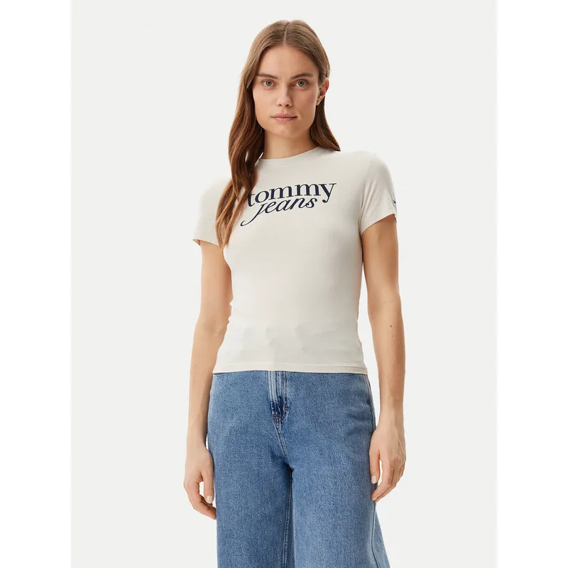 Tommy Jeans T-Shirt Essential DW0DW19447 Μπεζ Slim Fit