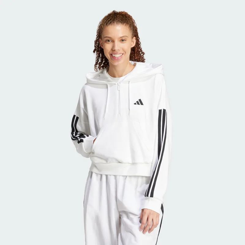 adidas Sportswear Essentials 3-Stripes French Terry Γυναικεία Half-Zip Μπλούζα με Κουκούλα (9000217069_41996)