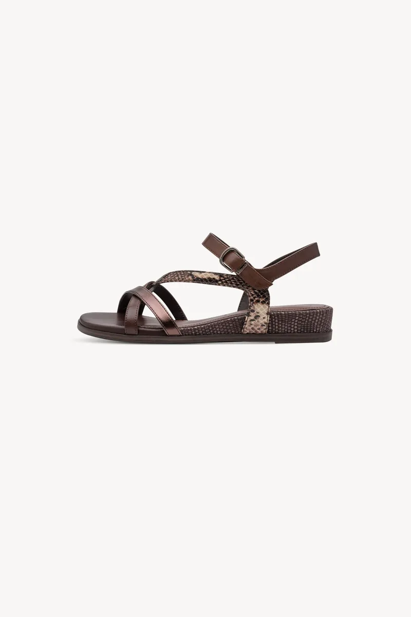 Tamaris γυναικεία σανδάλια με animal print - 1-28146-46 Καφέ
