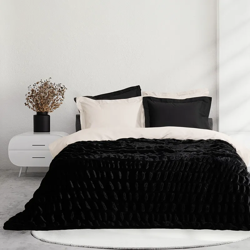 Κουβέρτα Fleece Υπέρδιπλη 220X240 Nima Mossy Black (220x240)