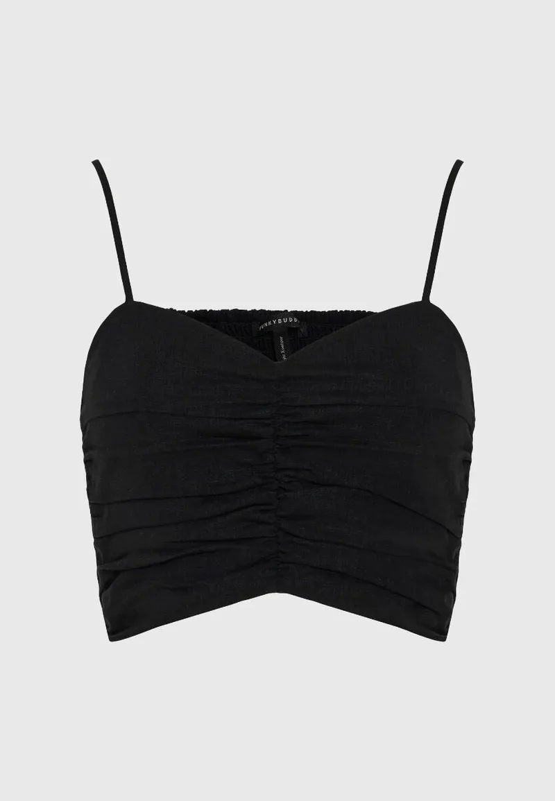 Funky Buddha Γυναικείο Εφαρμοστό Cropped Τοπ FBL013-123-17 Μαύρο