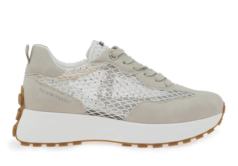 Γυναικεία Sneaker Renato Garini 418-52RG27 Off White Φιλιτρέ Στρας W119R41734V4