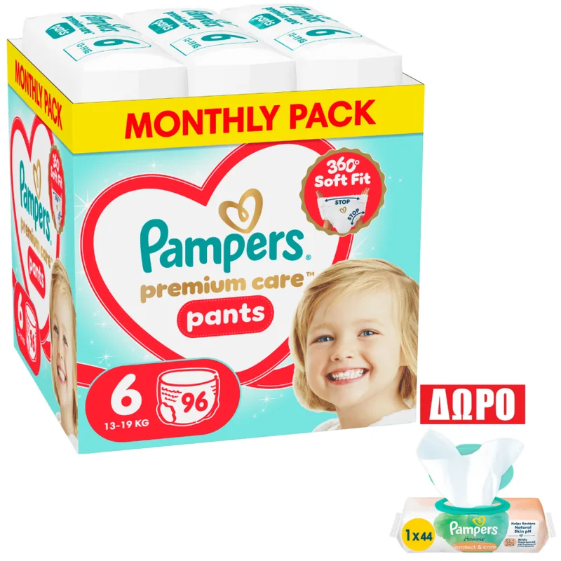 Πάνες Pampers Premium Care Pants Monthly Pack Νο6 (13-19kg) 96τεμ