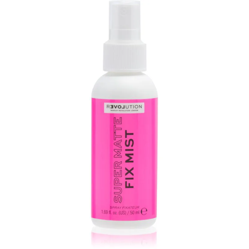 Revolution Super Matte Fix Mist βάση για μακιγιάζ και σπρέι φιξαρίσματος σε ένα με ματ αποτελέσματα 50 ml