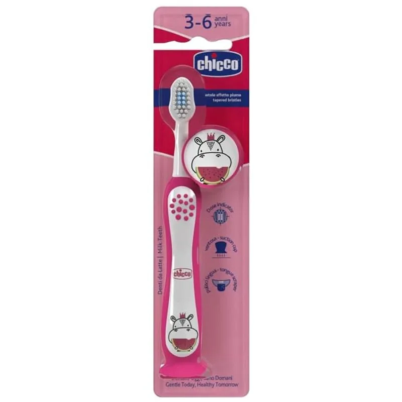 Chicco Kids Toothbrush 3-6 Years Παιδική Οδοντόβουρτσα για Νεογιλά Δόντια με Ιδιαίτερα Μαλακές Ίνες 1 Τεμάχιο - Κόκκινο