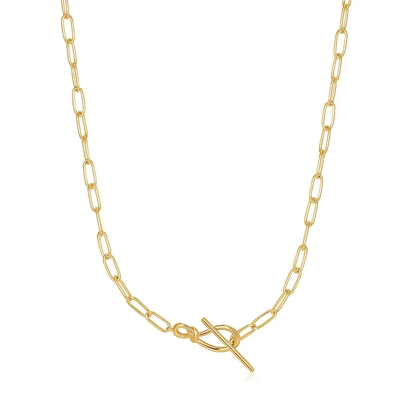 Επίχρυσο κολιέ Ania Haie 925 Knot T Bar Chain N029-01G N029-01G Ασήμι